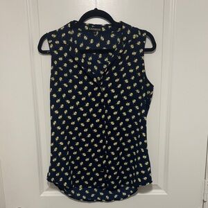 Express Navy Lemon Print Sleeveless Top